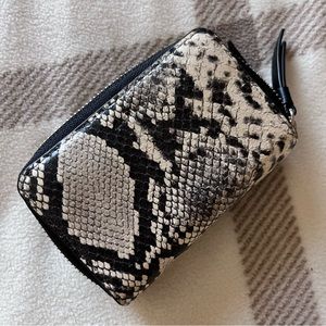 AllSaints Double Zip Snakeprint Leather Wallet